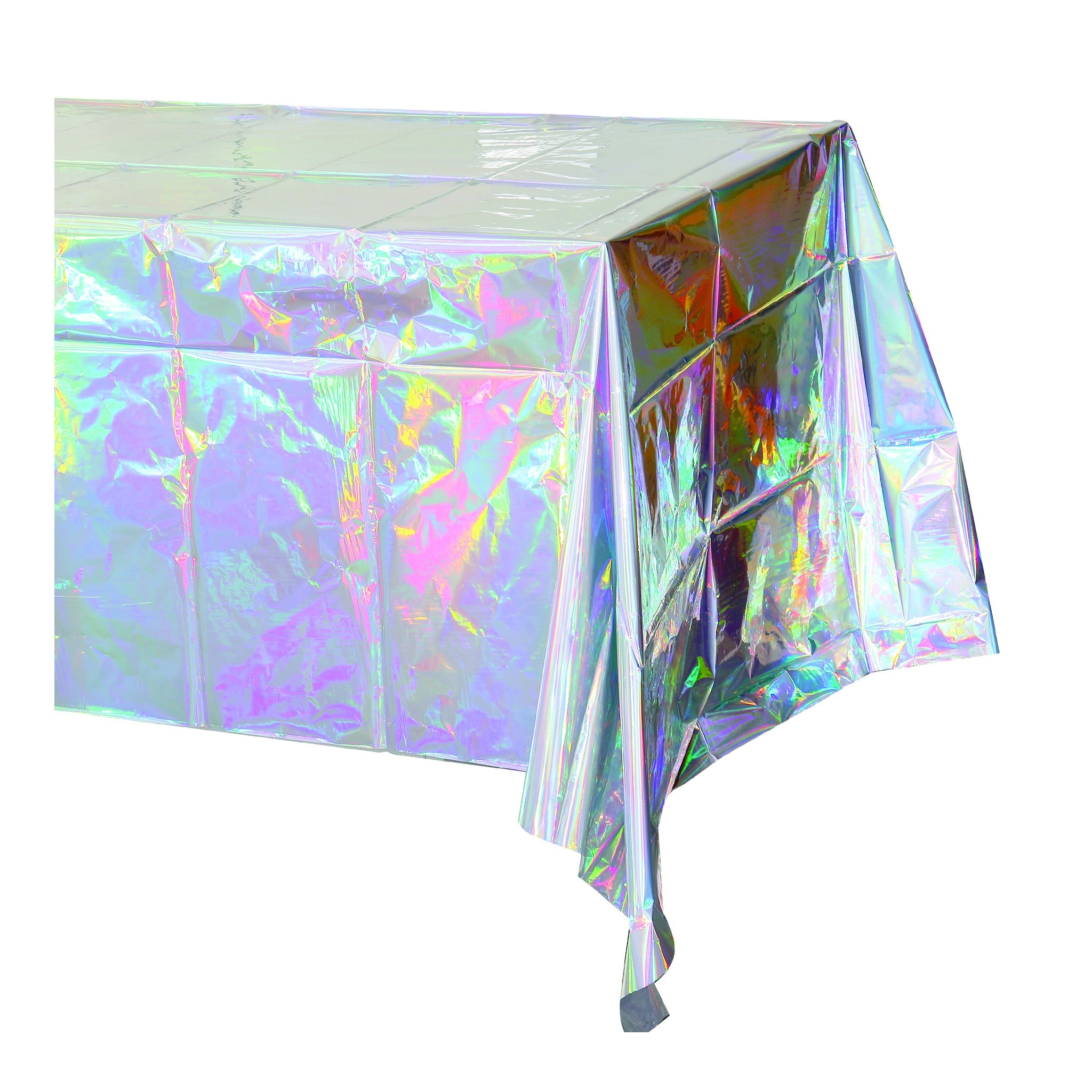 Plastic Foil Table Cover White Iridescent